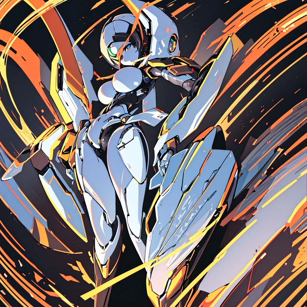 masterpiece, Highest quality, Super detailed,Perfect human body, figure,(One girl),Beautifully detailed head,Full body painting,Full Art, NSFW,high head and body,female robot,1girl,rainbow color eyes,silver skin color,Armor is deep gray color,objet head,telescope head,Monocular,Big Breasts,blade shoulder,Volumetric thighs,glamorous,Open pussy,Sexaroid,Expressionless,View your viewers