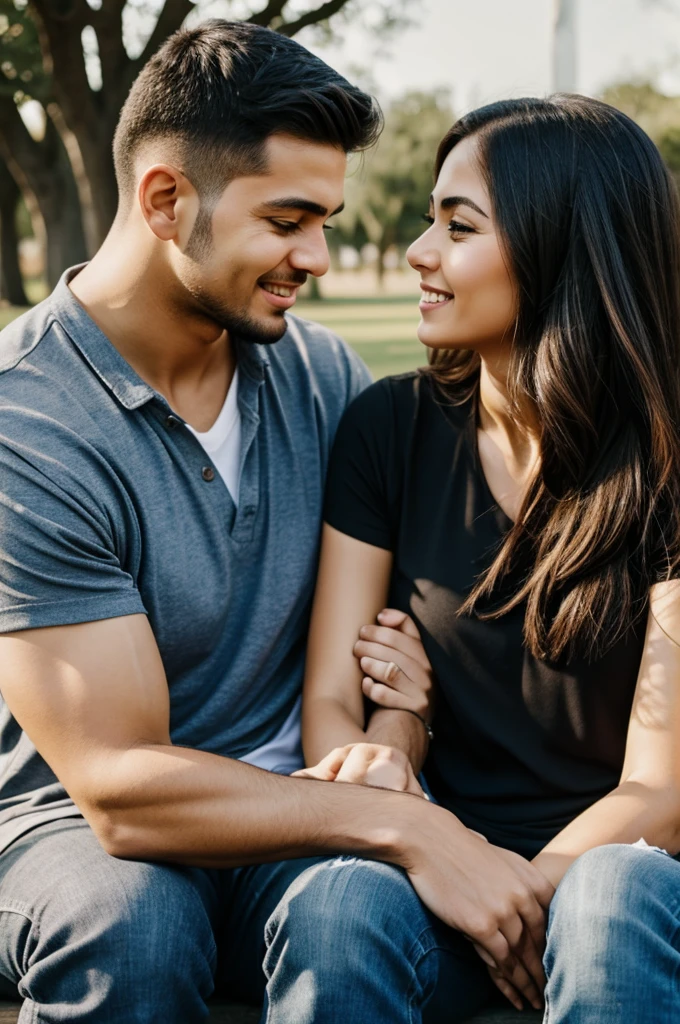 a guy holding girl cheeks while kneeling