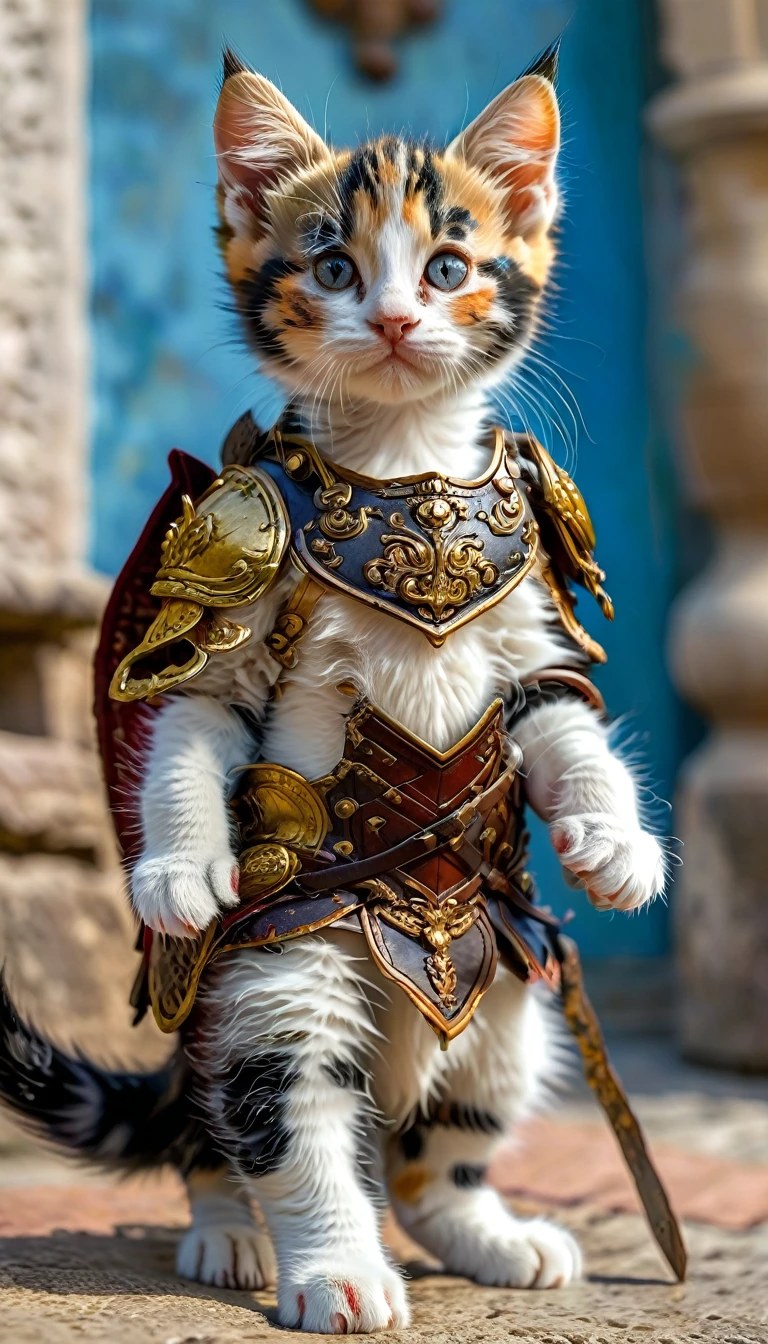 Roman period　calico Kitten Warrior　Full Body Shot　Looking this way　