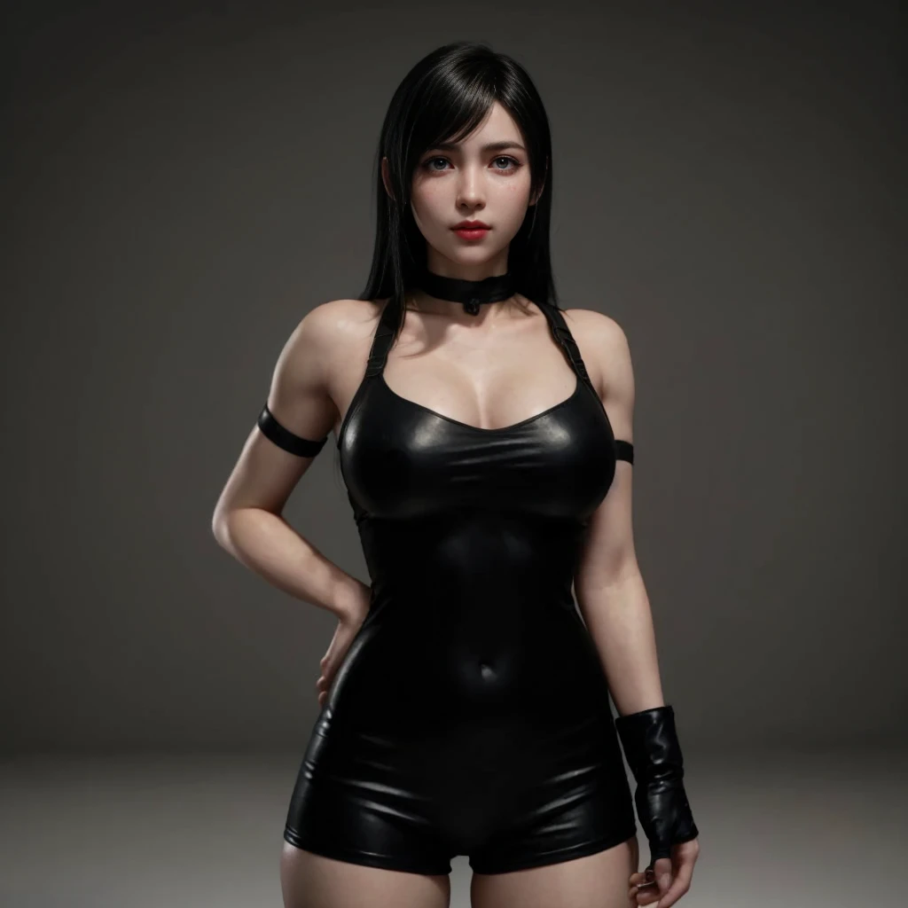Tifa Lockhart, (best quality, ultra-detailed), (realistic:1.37), beautiful and detailed face, ultra-realistic texture, delicate face, delicate body, red lipstick, bright colors. high definition, 8K.