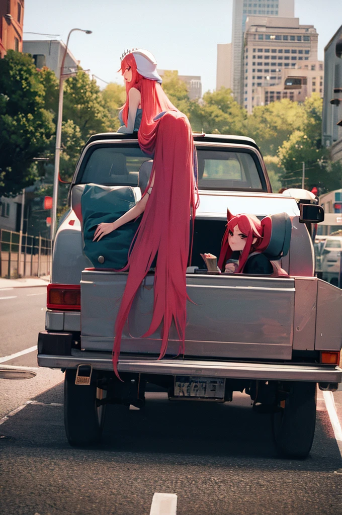 Princess Bubblegum and Marceline on top of a truck