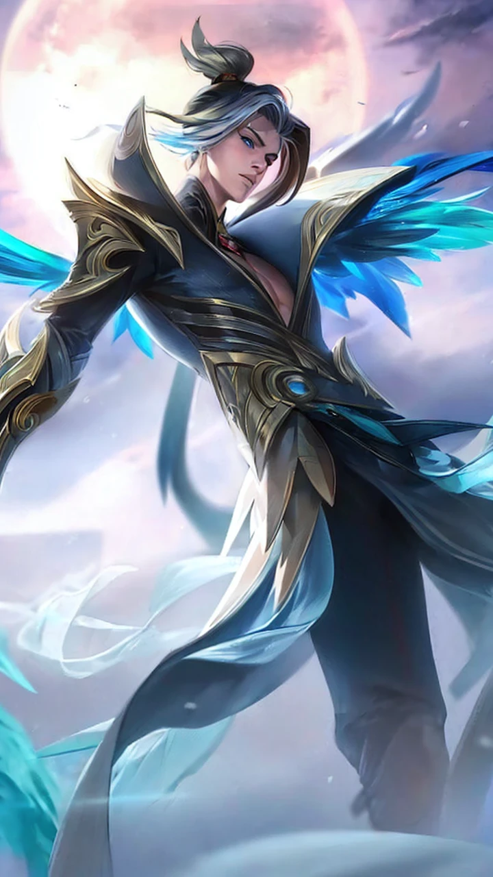 a blonde haired anime boy, short neat hair, bangs over forehead, scar above left eye, muscular body, tall, sporty clothes, grey t-shirt and white pants, blue eyes, (best quality,4k,8k,highres,masterpiece:1.2),ultra-detailed,(realistic,photorealistic,photo-realistic:1.37),cinematic lighting,cinematic pose,hyper detailed, extremely detailed, digital painting, concept art,dramatic lighting,vibrant colors,intricate details