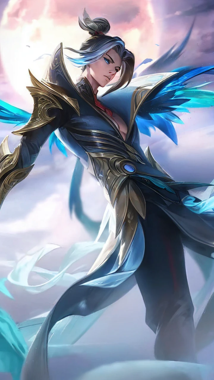a blonde haired anime boy, short neat hair, bangs over forehead, scar above left eye, muscular body, tall, sporty clothes, grey t-shirt and white pants, blue eyes, (best quality,4k,8k,highres,masterpiece:1.2),ultra-detailed,(realistic,photorealistic,photo-realistic:1.37),cinematic lighting,cinematic pose,hyper detailed, extremely detailed, digital painting, concept art,dramatic lighting,vibrant colors,intricate details