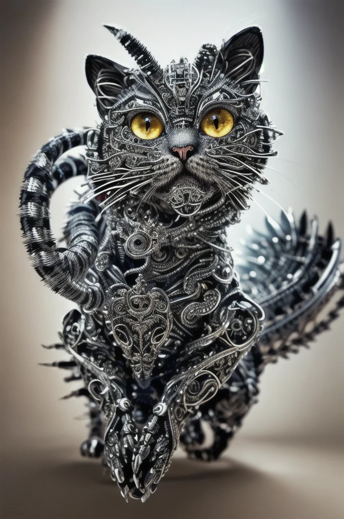 to8contrast style, a cute smoky kitten made out of metal, (cyborg:1.2), ([tail | detailed wire]:1.3), (intricate details), hdr, (intricate details, hyperdetailed:1.2), cinematic shot, Vignette, centered, by Stray game, (the most beautiful portrait in the world:1.5)to8contrastスタイル, Cute smoky metal tiger cub, (cyborg:1.2), ([tail | detailed wire]:1.3), (intricate details), High resolution, (intricate details, hyperdetailed:1.2), Cinematic shots, Vignette, Centered, Stray gameより, (The most beautiful portraits in the world:1.5)