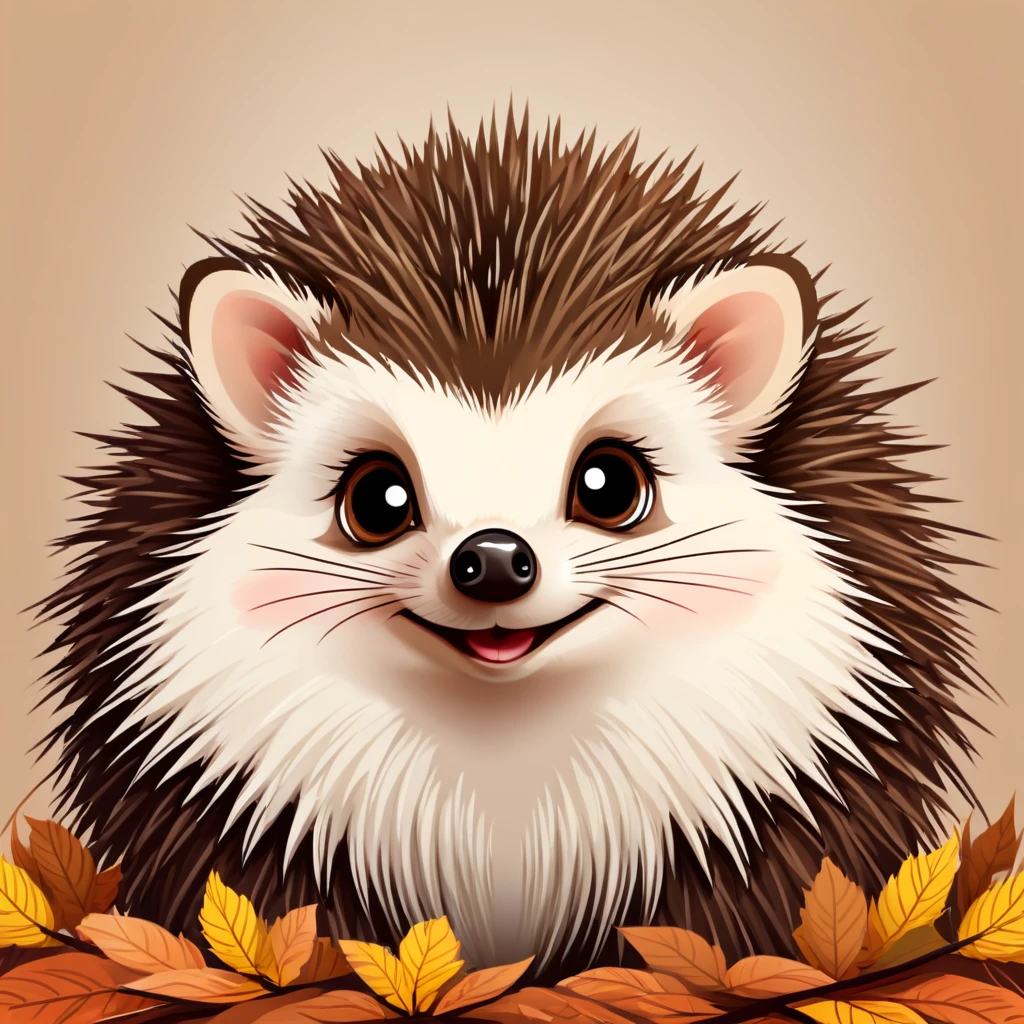 Hedgehog,cute,front,vector,An illustration