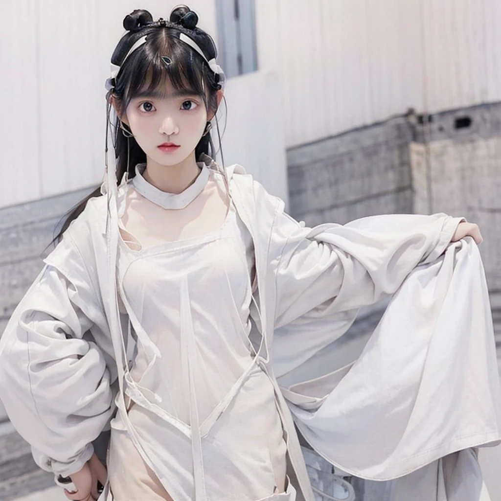 日本people、1people、The most beautiful woman、clear、Shiny black hair、Photo Style、length, bangs、light makeup、Standard face、(((Wearing a white Etchu loincloth)))、(((Very lightly dressed:2.0)))、(She is hiding her breasts by wrapping a cloth around her chest.)、Summer festival、(((Showing off your loincloth))), 32k, Raw photo、Highest quality