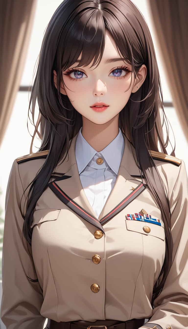masterpiece, high resolution, beautiful woman, Korean Beauty, 30 years old, uniform, beautiful woman, looking at me, (high resolution face), (high resolution eyes), (high quality eyes)