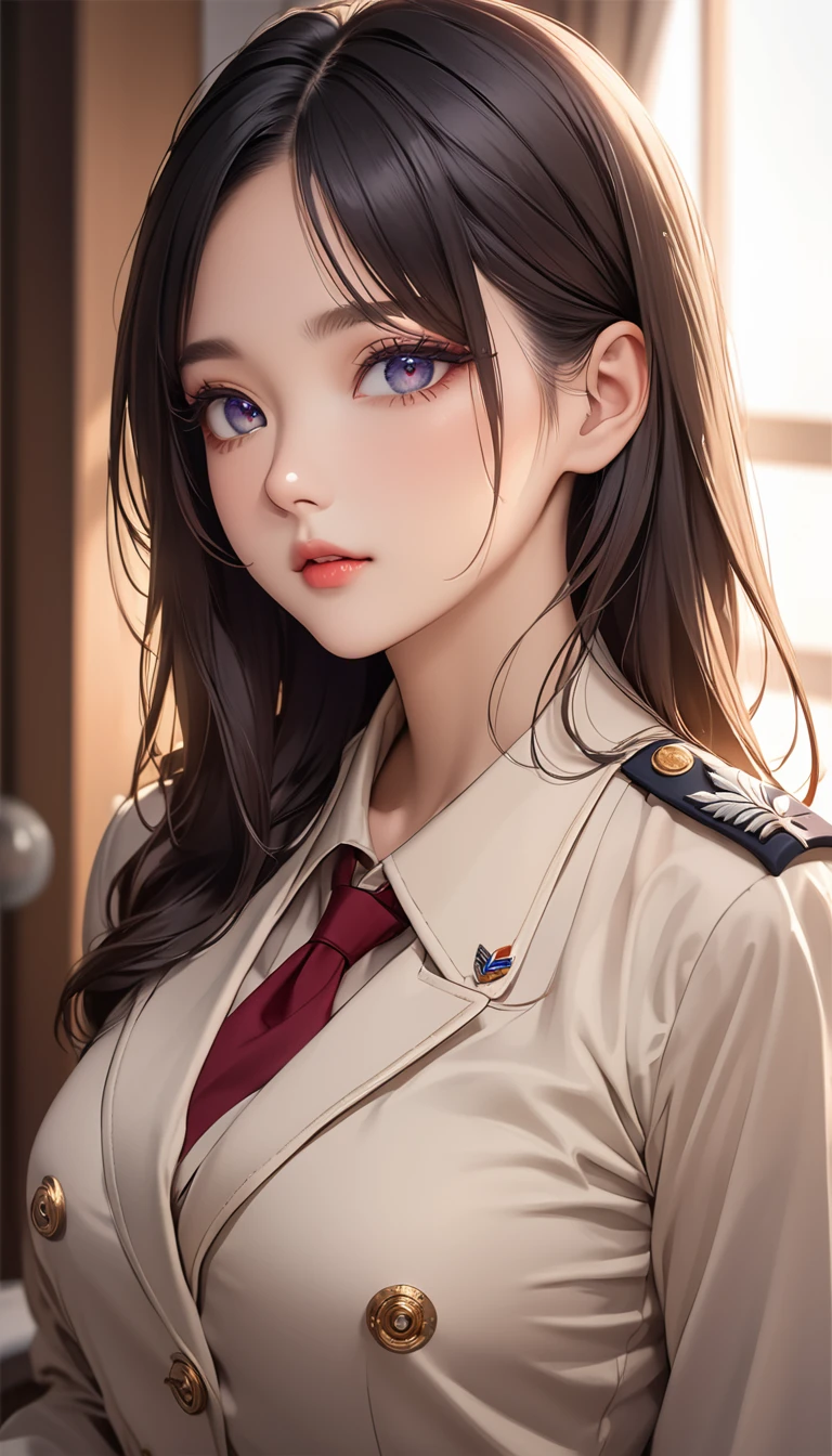 masterpiece, high resolution, beautiful woman, Korean Beauty, 30 years old, uniform, beautiful woman, looking at me, (high resolution face), (high resolution eyes), (high quality eyes)
