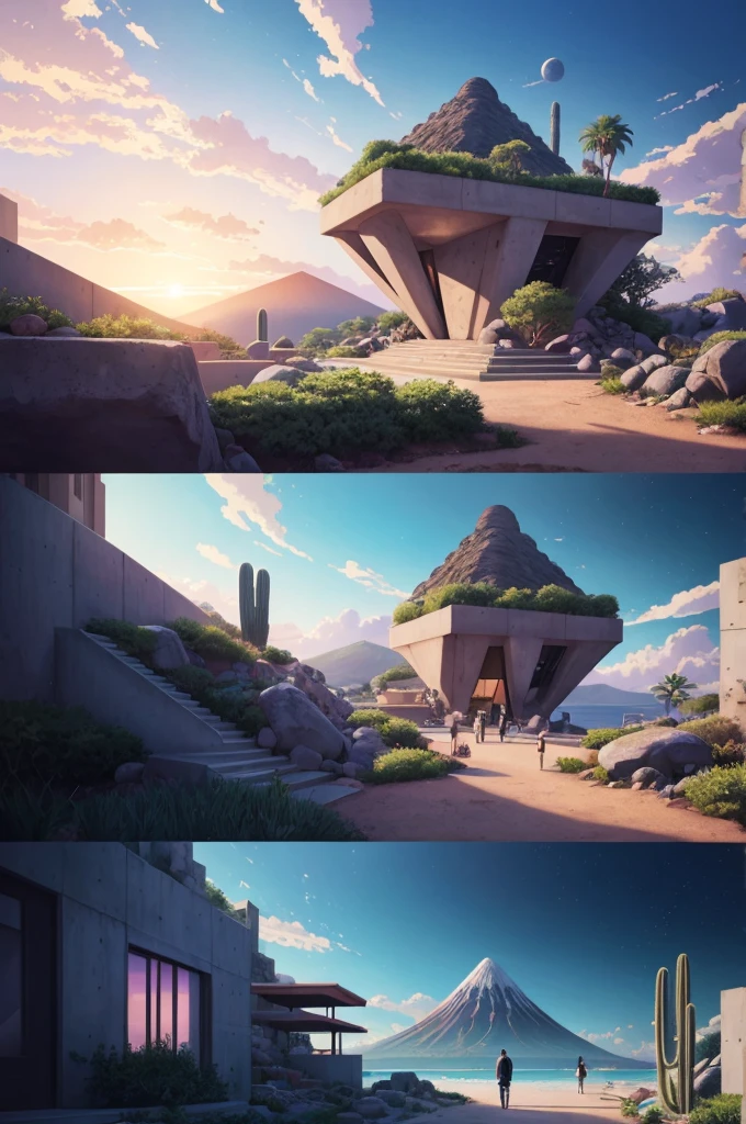 anime (best-quality:0.8), (best-quality:0.8), perfect anime illustration, we've been trying to reach you about your cars extended warranty, An illustration in collage style, with giant boulders, brutalist building sections, terraces, stairs, cacti, agave, concrete texture, multiple geometric shapes, hatch and cross hatching, planet saturn, volcano, moon, Luis Barragán's architectural style build, milky way galaxy, violet, one motorcycle, An illustration in collage style, with giant boulders, brutalist building sections, stairs, cacti, agave, concrete texture, multiple geometric shapes, hatch and cross hatching, planet saturn, volcano, moon, Luis Barragán's architectural style build, reflective pool, terraces. An elegant and modern build, in top of big boulders, with terraces, materials concrete, wood, steel and crystal, various gardens with tropical vegetation, cacti and rocks, stairs, a pool. In middle of sea, a big wave near, sunset, mountains and a volcano in the horizont, cute islands around, illustration format, cute color palette, detailed, masterpiece, award-winning work A 1999 Nissan GTR in Tron form r34 horizonte Lamborghini under a pink and purple sky, an anime drawing by Makoto Shinkai, trending on pixiv, magical realism, beautiful anime scene, cosmic skies. by makoto shinkai, ( ( makoto shinkai ) ), by makoto shinkai, anime background art, style of makoto shinkai