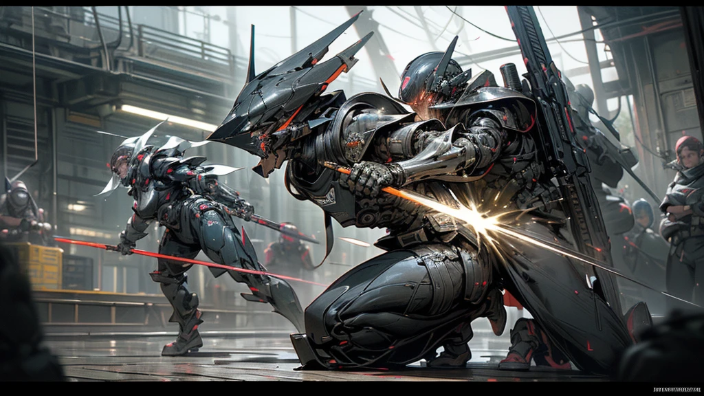 (full armor), ((full face armor)), (holding weapon), cyber armor, (cyber suit), SF-Gun, military base, intense combat , (Intense gunfight), (Dynamic action:1), (moving:1.5),((best quality)), (ultra-detailed),(an extremely delicate and beautiful), (character focus), (universe), (Space), (Destroyed Combat Armor!), cyberpunk, sci-fi, Combat gauntlets, Combat footwear, Combat belt, Beam sword, Laser gun, fighting, ((forced sex)), ((orgy)), (group humiliation), ((gang rape)), ((female inferiorit, (nsfw), (best quality), (hyper detailed), (high resolution), (masterpiece: 1.2, best quality: 1.3)