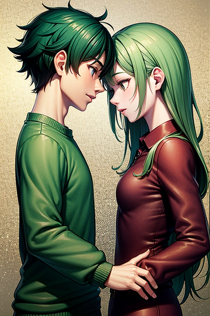 Green Hair、Gazing at each other、Couple