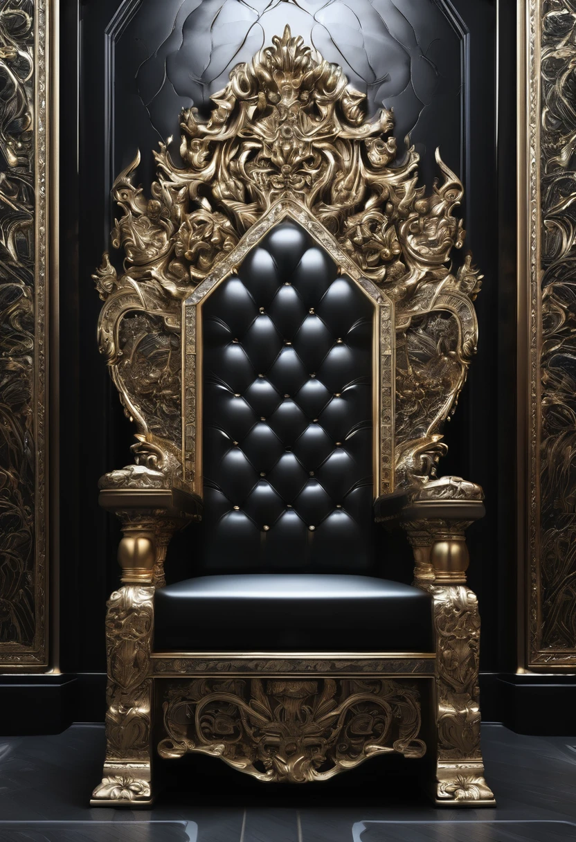 Throne in front of a black wall, ultra detail, 8k photography