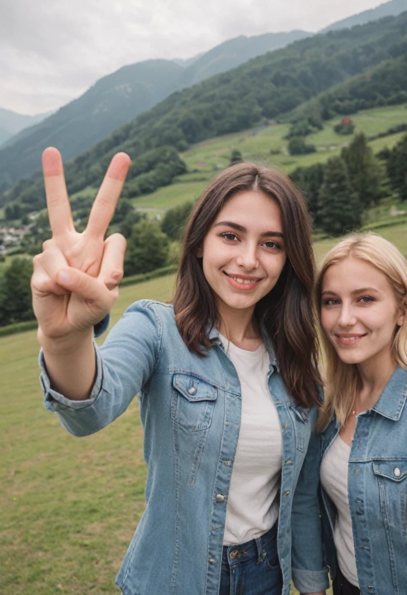 selfie making a peace sign