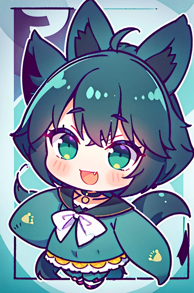 black hair, wince, longeyelashes, solid circle eyes, fake animal ears, light smile, ear blush, fang, ccurate, Surrealism, drop shadow, anaglyph, stereogram, tachi-e, pov, atmospheric perspective, 8k, super detail, best quality,Turquoise green, a boy of eighteen years old,horse ears