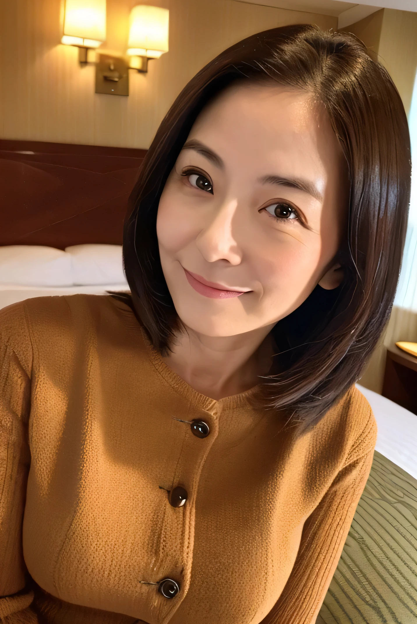 (Highly realistic photos, High resolution, Detailed face, Fine grain, Different angles) Japanese women, 40 years old, Cute face, Mr.々Body type, Mr.々Hair style, Tight clothing, ((Hotel Rooms))、(Blur the background)、((View your viewers))