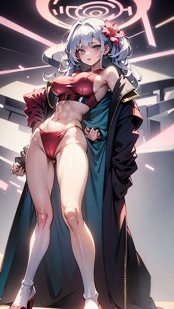 smile、Red cheeks、Official Art, masterpiece, Highest quality,One girl, JK,Tank top(silver, metallic, ) 8K,High resolution, ( flower_Styler:1.2)(Rainbow Candy:1.2),(Excellent rendering, Stand out in the same class), (Amazing details, Excellent lighting, Wide-angle), Big Breasts(0.6), Absolute area, Detailed Background、Panty shot