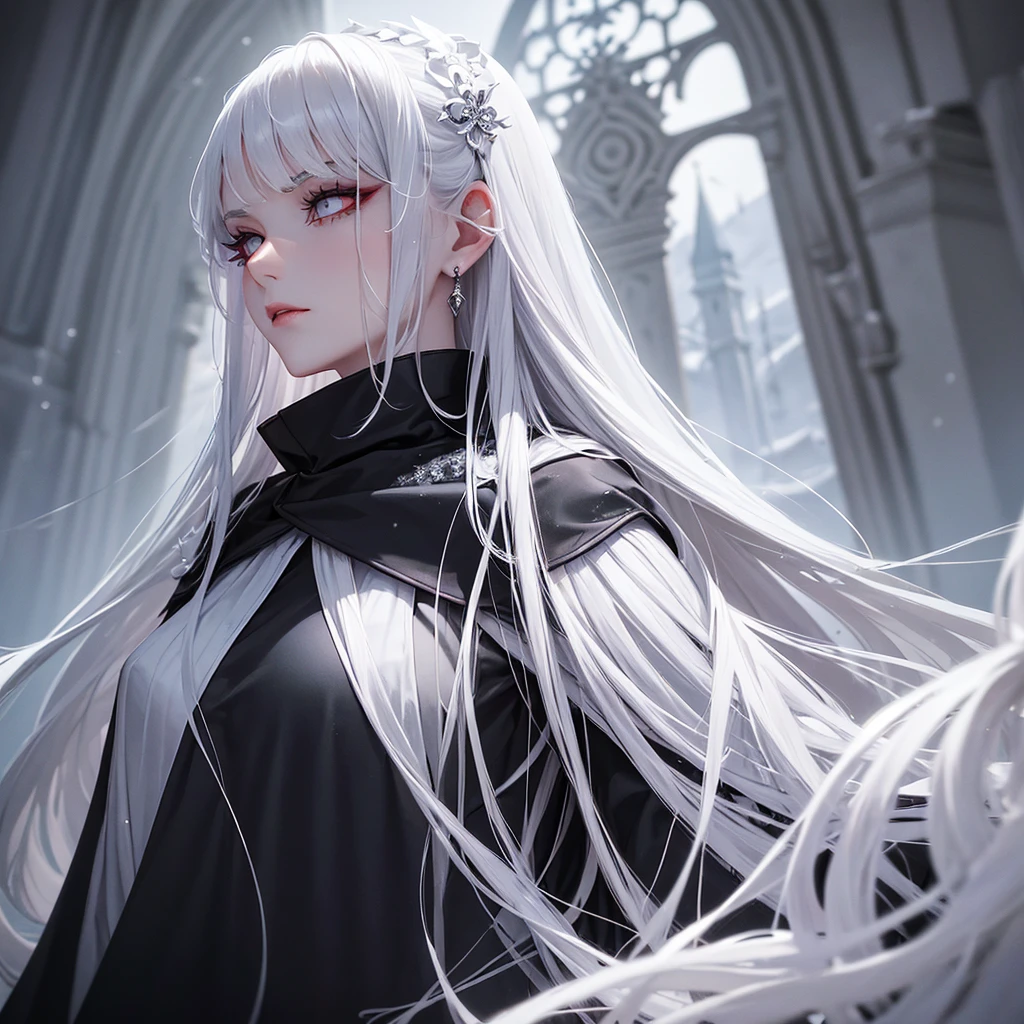Androgynous young man, very long wavy blond hair, tight-fitting clothes, kemonomimi, fox ear, fox tail, different-colored eyes, light eyes, long eyelashes, gazing at camera, close-up portrait, man, garden, flower, one gray eye and one blue eye, bare torso, castle, red veil, flowers in hair.