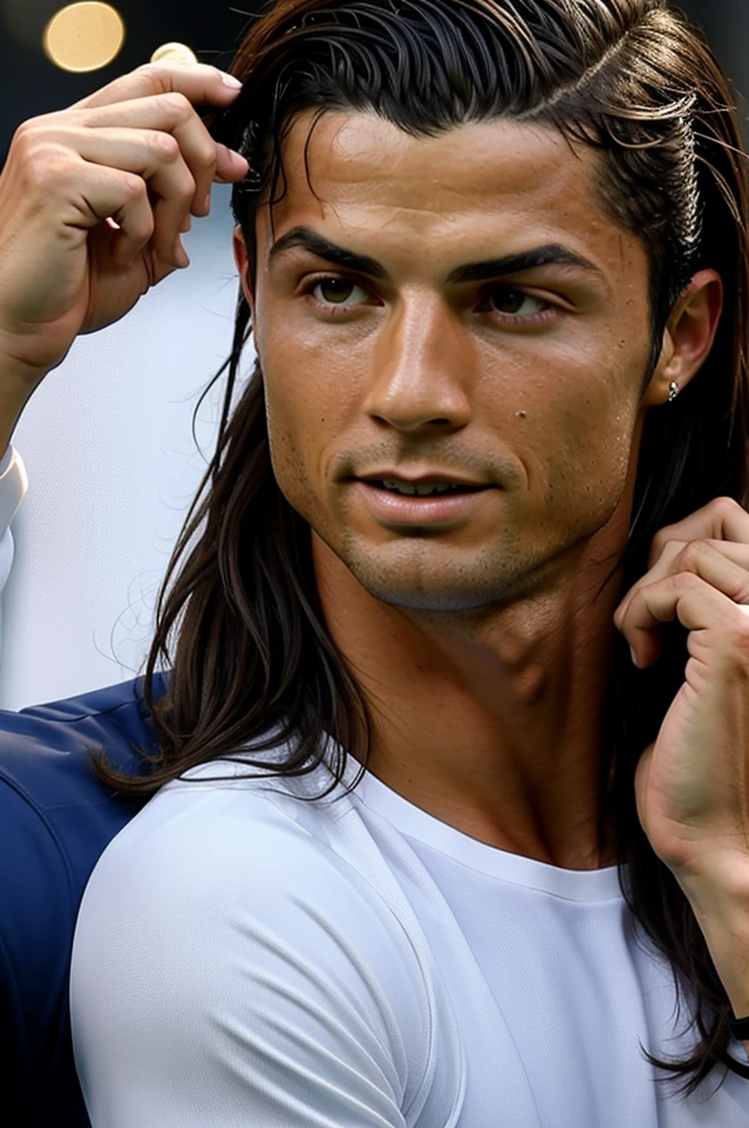 Cristiano Ronaldo having a girl taking pictures