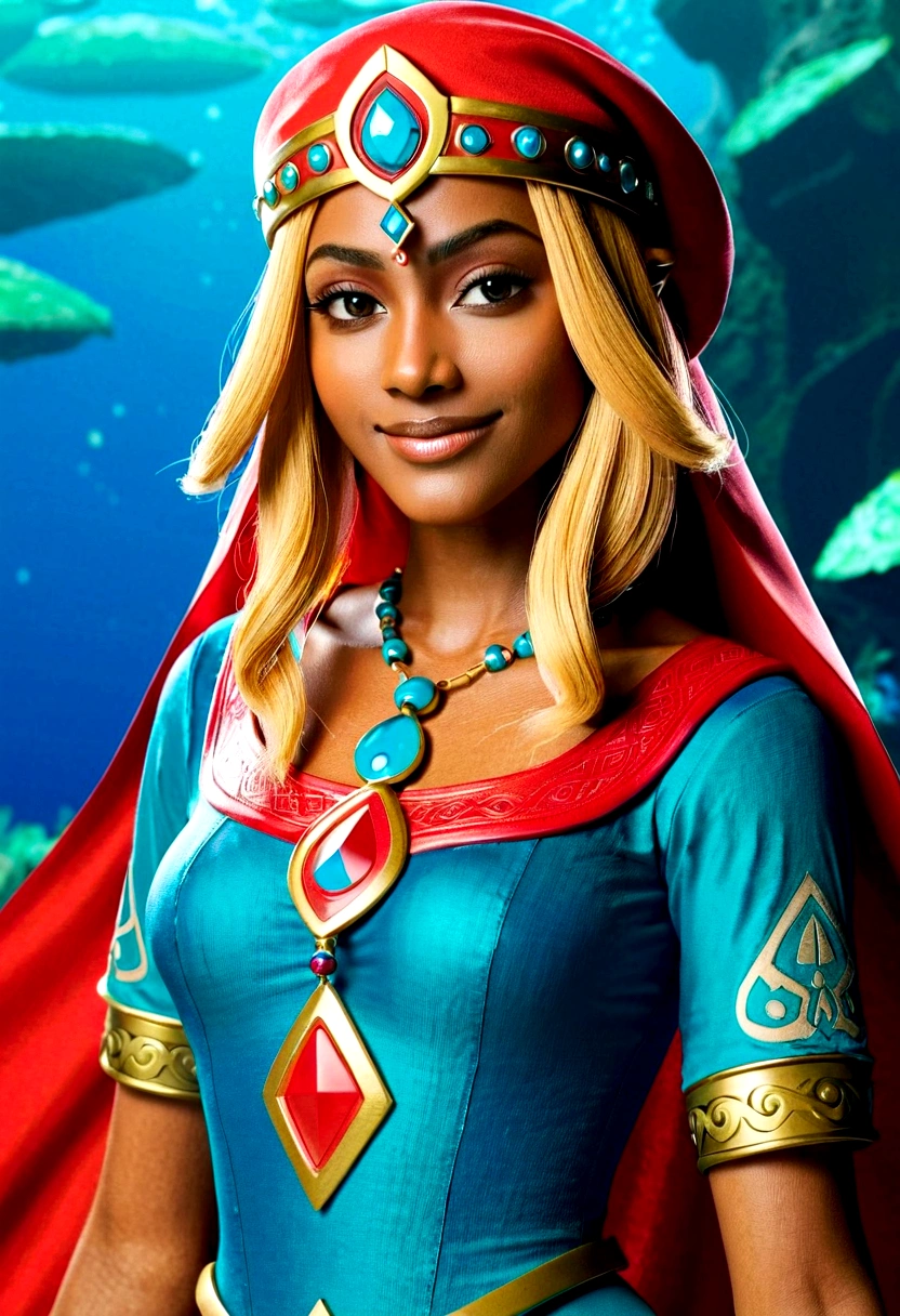 ((Realistic, photorealistic: 1.37), Legend of Zelda inspired, mature woman, intricate details, high-definition RAW color photos, professional close-up shots, (high quality), (best shadows), (best illustrations), classic Zelda outfit with a twist, (big green eyes), (full body shot: 1.2), especially strong light, (detailed hair: 1.2), (tall stature), (sensual pose: 1.2), Sharpshooter Hylian, (NSFW), (legendary allure), (sexy: 1.2), (idle), sitting on a throne