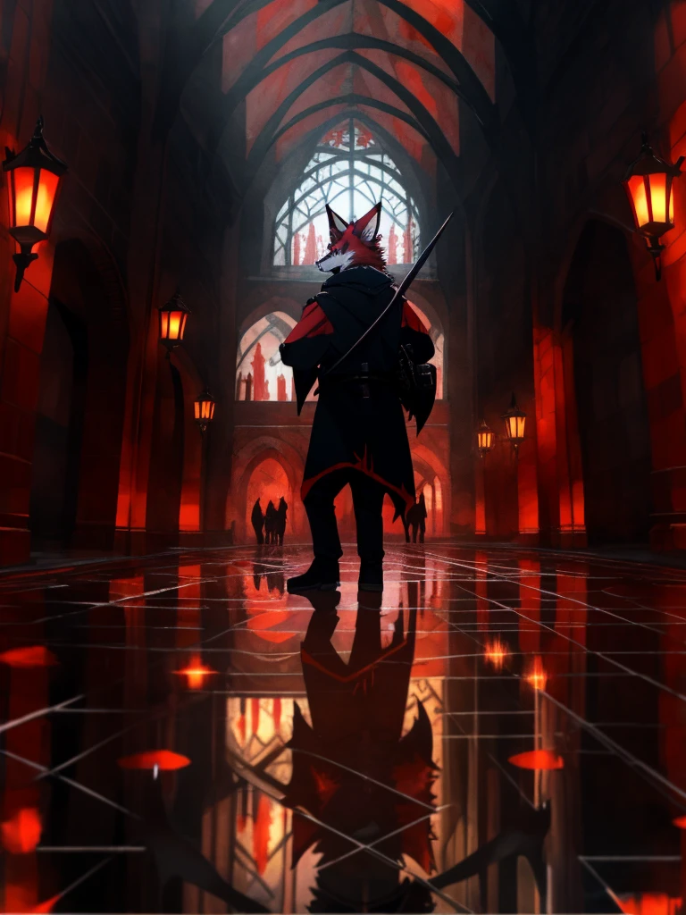 furry,sclera,red iris,A pack of red wolves Fury,Illustration of many red wolves,,Lights and reflections, heavily clouded, Architecture of medieval Europe, Glazed tiles,Hell version of the background
