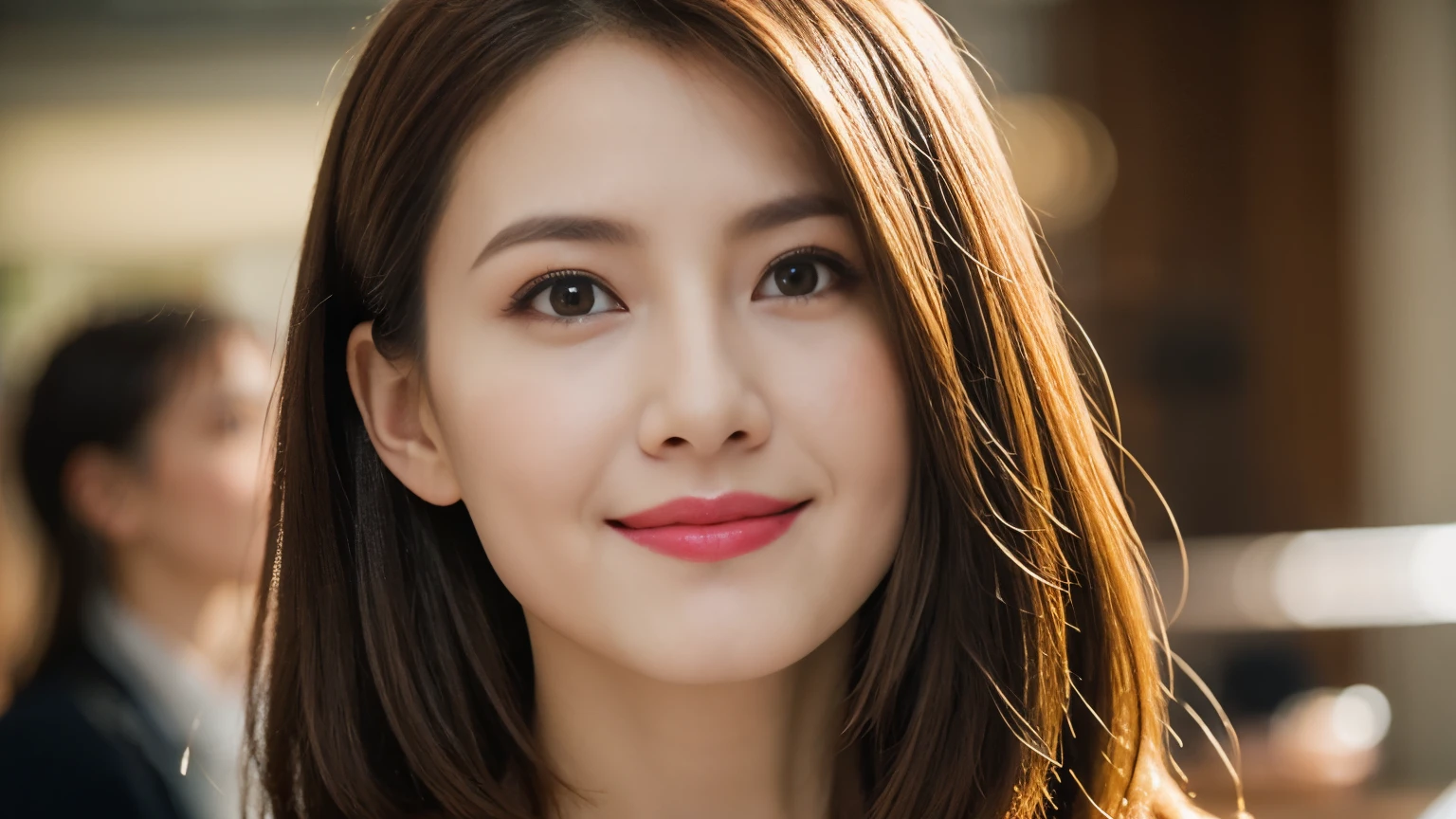 Long blonde hair、Straight Hair、Light brown eyes、infp young woman、Doctor、thin、cute、Innocence、Photorealistic、Lens flare、Looking at the audience、Glowing Skin、uniform、Intricate detailasterpiece、Highest quality、Cinematic light、High resolution、Detailed eyes、Detailed facial features、Esbian all over, Photographed inside the cafe