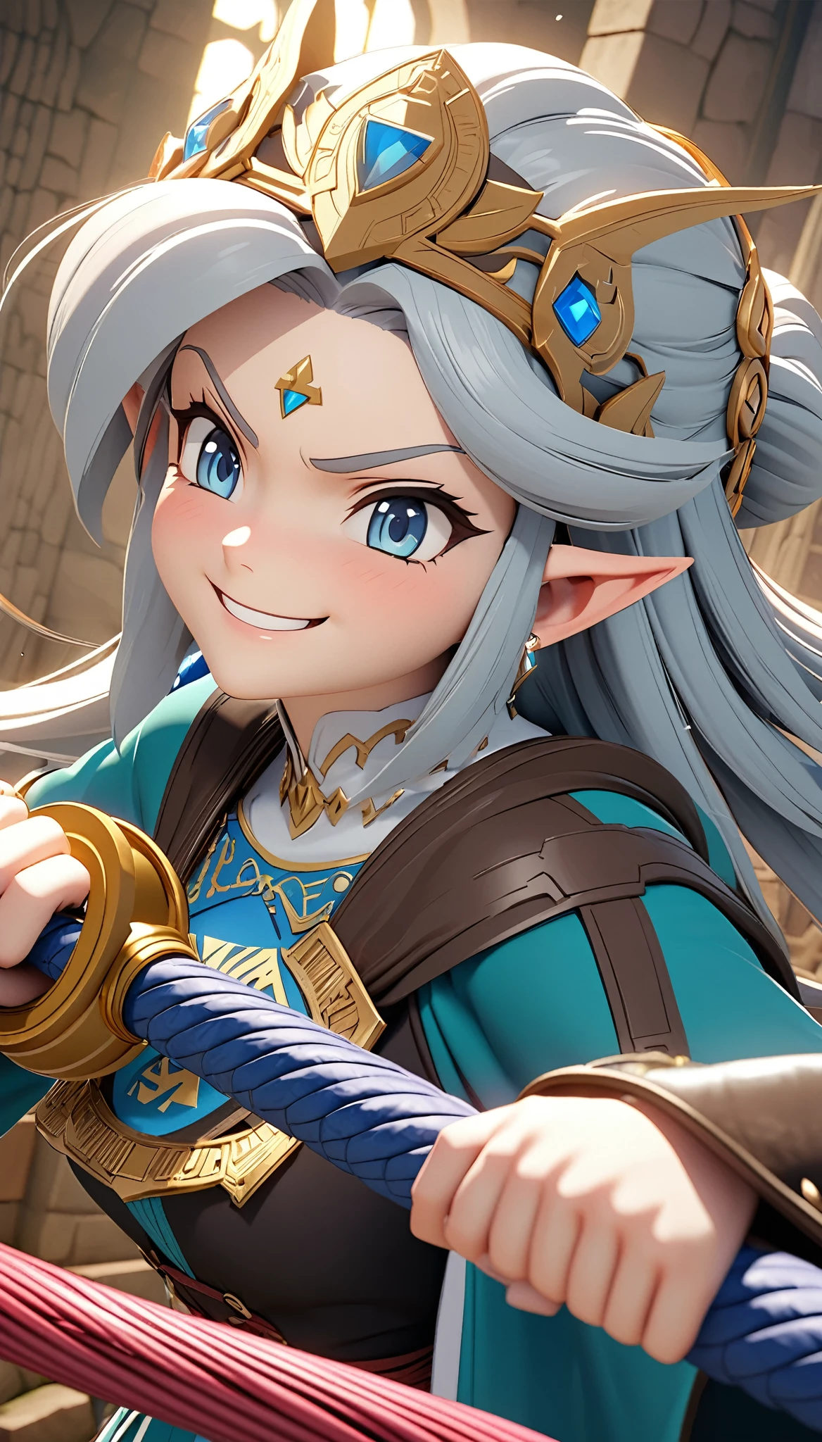 the legend of zelda, Princess Zelda, Official Fan Art, First Grand Prize Winner, 
BREAK Professional spray work, Detailed and intricate texture, Detailed and intricate brushwork, Detailed and clear depiction, Anatomically correct, Absurd aesthetics, BREAK Princess Zelda, 
BREAK ((The most kidnapped people in the world)), 
BREAK New World Record, Guinness World Record Break, A legend that will be passed down forever, 
Fantasy adventure RPG, Charming character, Full 3D CG, 
Optimized Octa Rendering, Aesthetic posters that attract new players, 