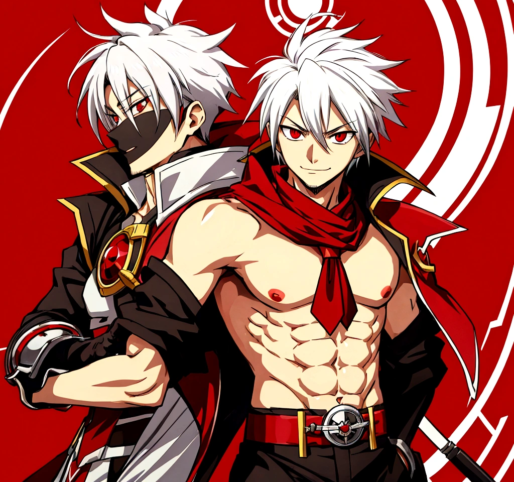 ragna crimson character woltekamui, shirtless, smirking