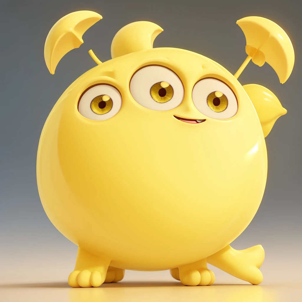 Yellow
   A cute yellow cartoon with big eyes and a cheerful grin, as sweet as a lemon . The character of lemon  has a smooth, shiny yellow color scheme and a playful demeanor. This adorable character is designed in the style of pixcar animatiom