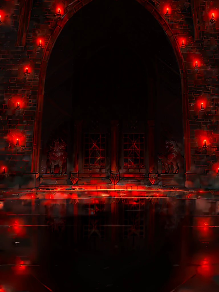 furry,sclera，red iris，A pack of white wolves Fury，Illustration of many red wolves,,Lights and reflections, heavily clouded, Architecture of medieval Europe, Glazed tiles,Hell version of the background