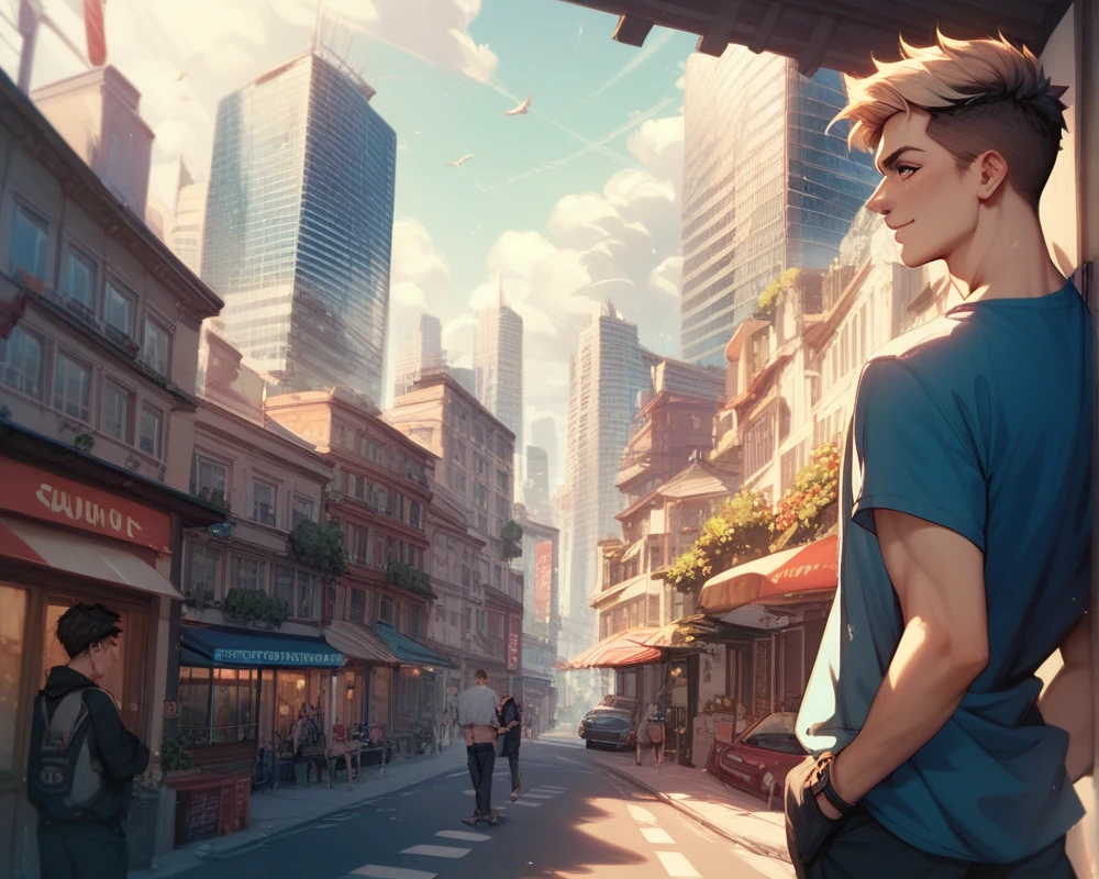 1boy, jump, city