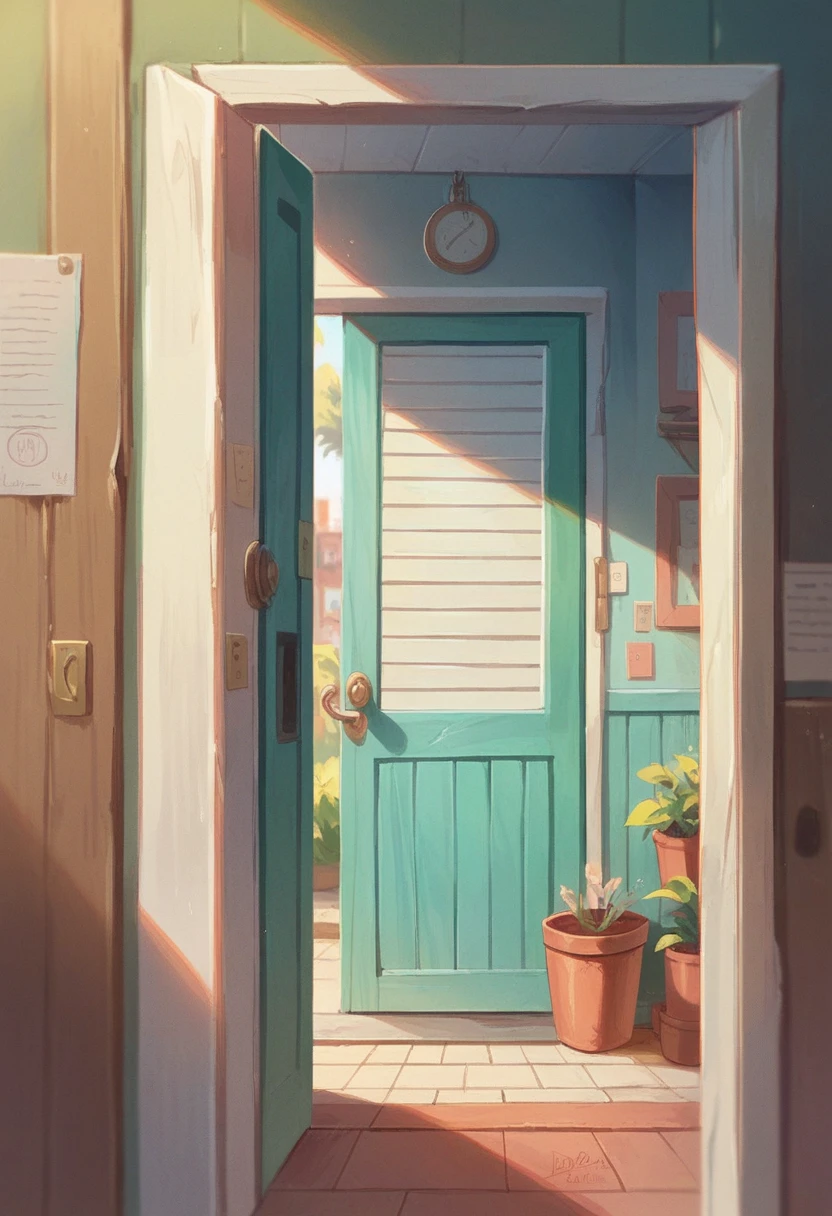 a door with pastel colors. ludic. details.