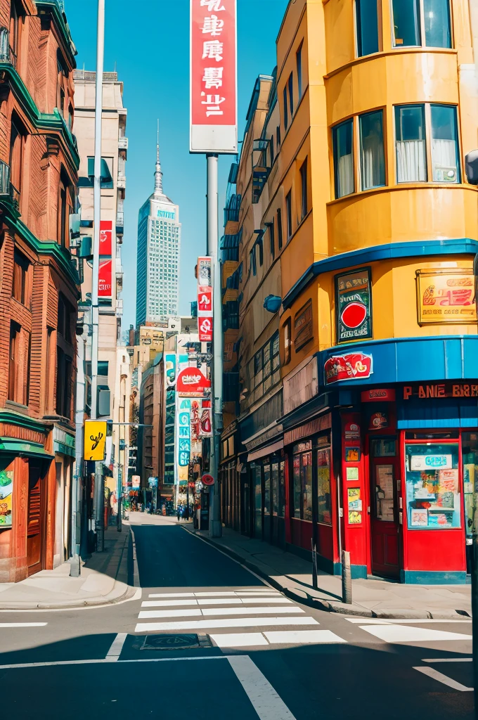 Cartoon style background　Street Corner
