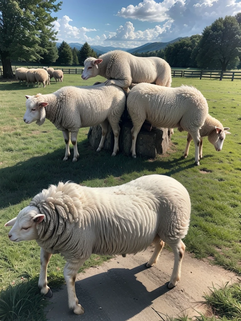 Raise four sheep on top of each other