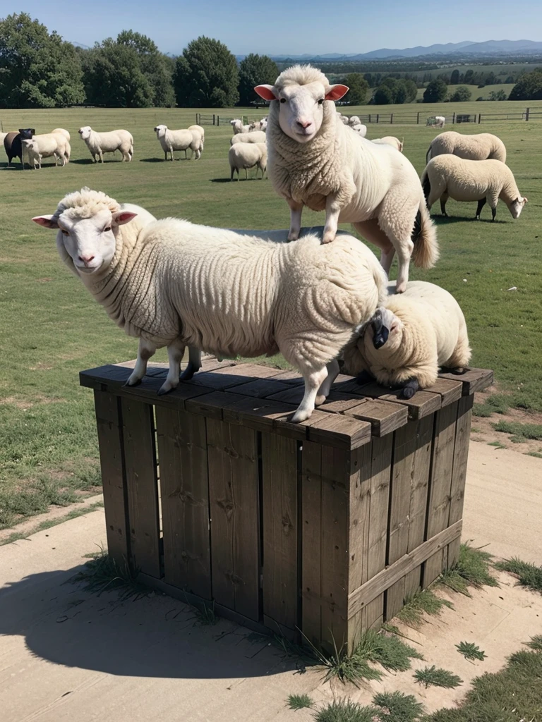 Raise four sheep on top of each other