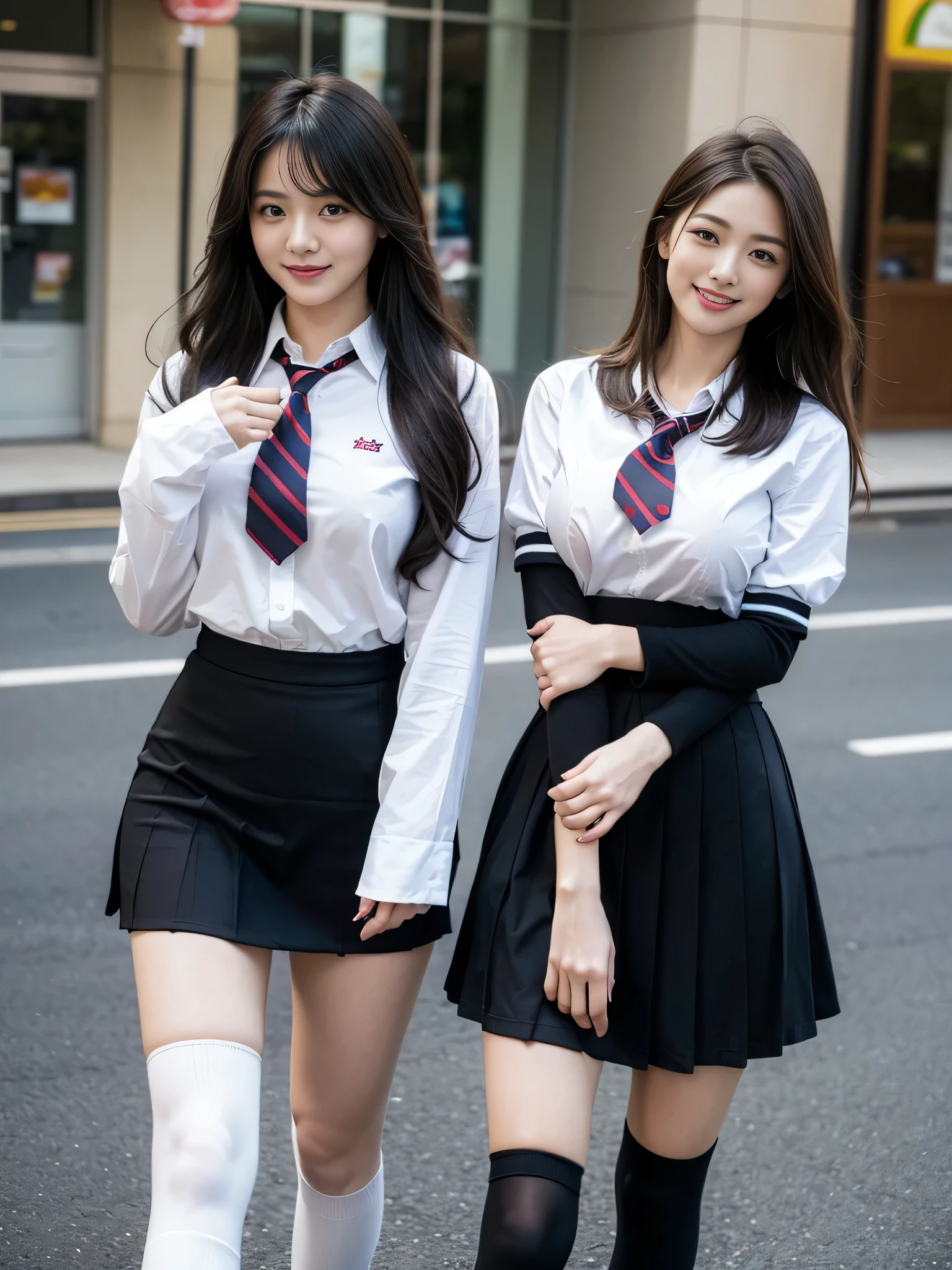 ((One girl)), ((Highest quality)), (Very detailed), (Very detailed CG synthesis 8k wallpaper), Very detailed, High-resolution RAW color photos, Professional photography, Black Hair, Long Hair、Great face and eyes、smile, (((Beautiful big breasts))), (A stunningly beautiful girl is walking), (((depicted in detail、Realistic finger joints)))、Depth of written boundary、Hands are clearly visible、depicted in detail、Realistic finger joints、Realistic hands and feet、Perfect anatomical detail、The knuckles of the hands and fingers are clearly visible
(((A woman in a high school uniform))), (((Japanese High 、Black knee-high socks))), In front of McDonald's, Afternoon Sunshine, Walking with a smile, Hair swaying in the wind