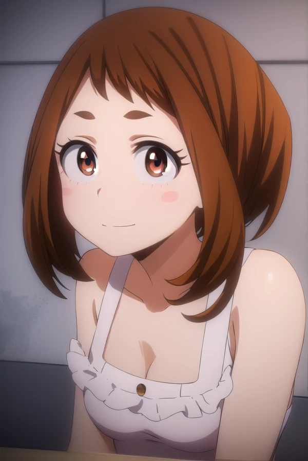 ochakouraraka, ochako uraraka, (uraraka ochako:1.5), (brown eyes:1.5), brown hair, short hair, blush, blush stickers, smile,
BREAK bare shoulders,white dress,white pajamas,bare shoulders,medium breasts,bare legs,cleavage,frilled dress,collarbone,bare foot,panorama,BREAK looking at viewer,BREAK (masterpiece:1.2), nsfw, best quality, high resolution, unity 8k wallpaper, (illustration:0.8), (beautiful detailed eyes:1.6), extremely detailed face, perfect lighting, extremely detailed CG, (perfect hands, perfect anatomy),laying down,