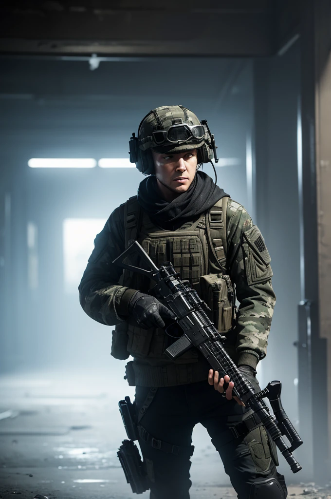 A call of duty character holding a gun being a bad player