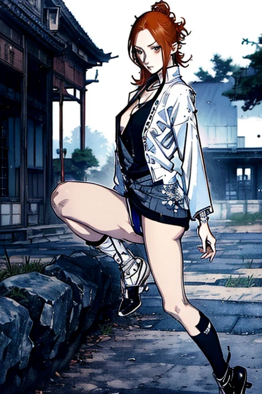 ((Takehiko Inoue, anime illustration:1.2)), Tall, slender ((redhead:1.4)) woman of Irish descent. (pale:1.3)complexion. blue eyes, cute butt, nice legs. Kind eyes, cute smile, Mascara, eye shadow, blush, stylish dress, necklace, stiletto heels. Masterpiece, best quality,(highly detailed:1.2),(detailed face and eyes:1.2), 8k wallpaper, natural lighting. core shadows, high contrast, bokeh.