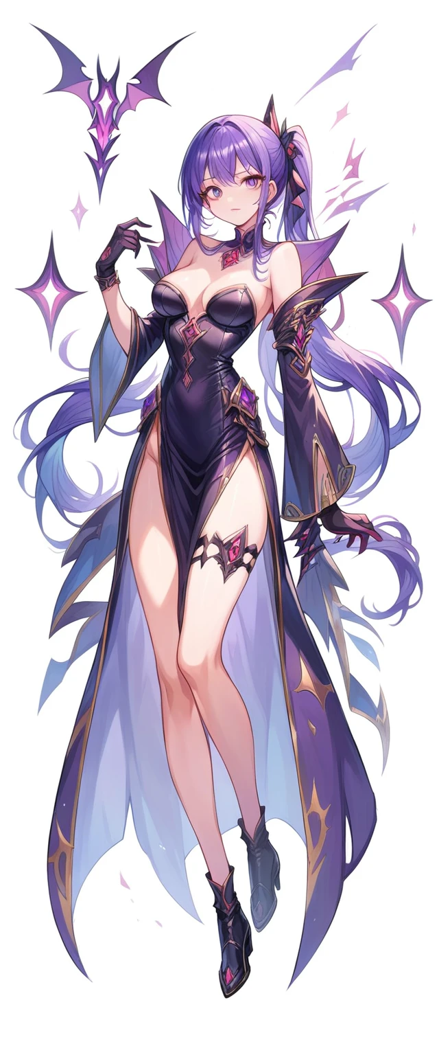 (masterpiece, best quality:1.2), 1girl, solo, ((Sonata)), vampire purple hair, full body