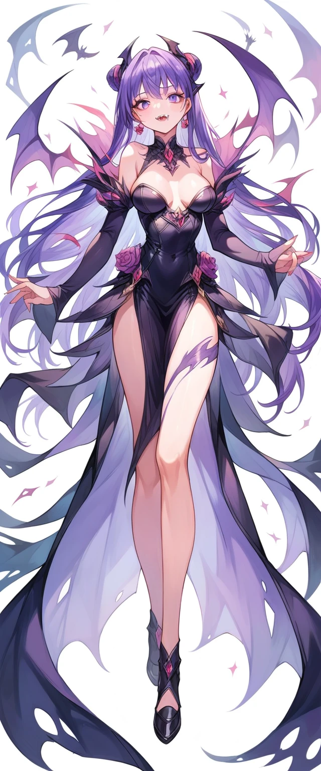 (masterpiece, best quality:1.2), 1girl, solo, ((Sonata)), vampire purple hair, full body