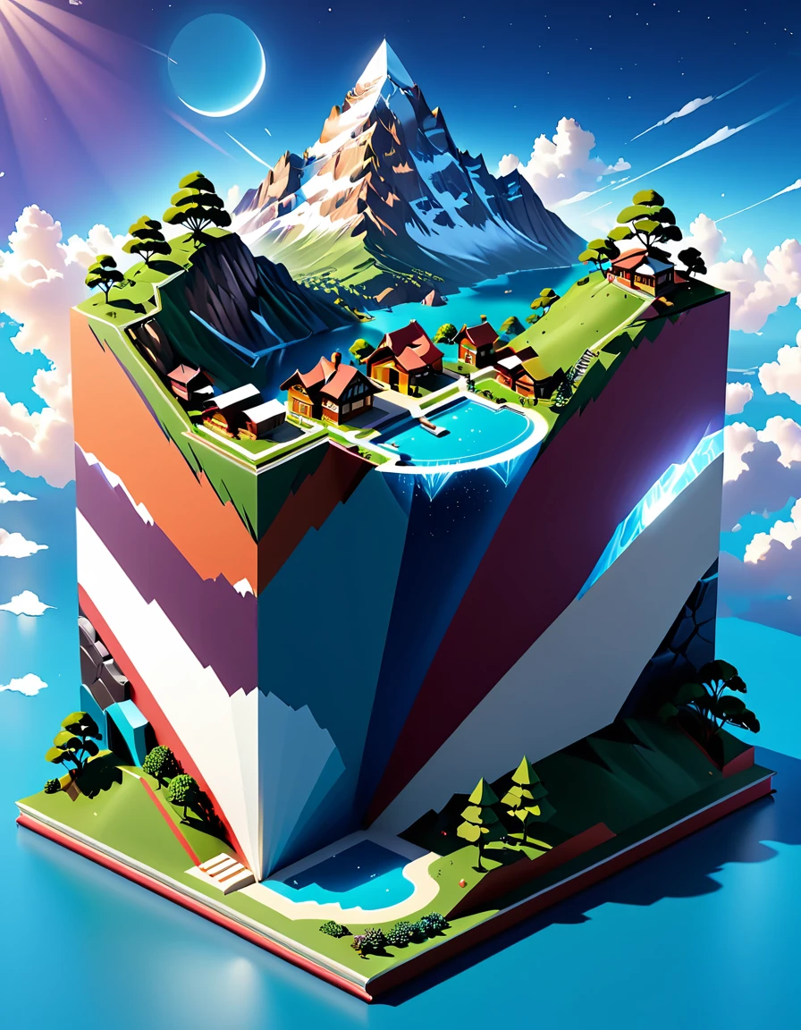 isometric style (Digital Artwork:1.3) of (Ultrarealistic:1.3) Hill, isometric hill in the sky, 3 d epic illustrations, fantasy book illustration, encyclopedia illustration, detailed book illustration, fantasy rpg book illustration, isometric voxel art, isometric invironment, isometric illustration, 3 d illutration, isometric art, high quality voxel art,CGSociety,ArtStation,(Abstract Art:1.3),(Surrealism Art:1.3),(Geometric Abstract Art:1.3) . vibrant, beautiful, crisp, detailed, ultra detailed, intricate