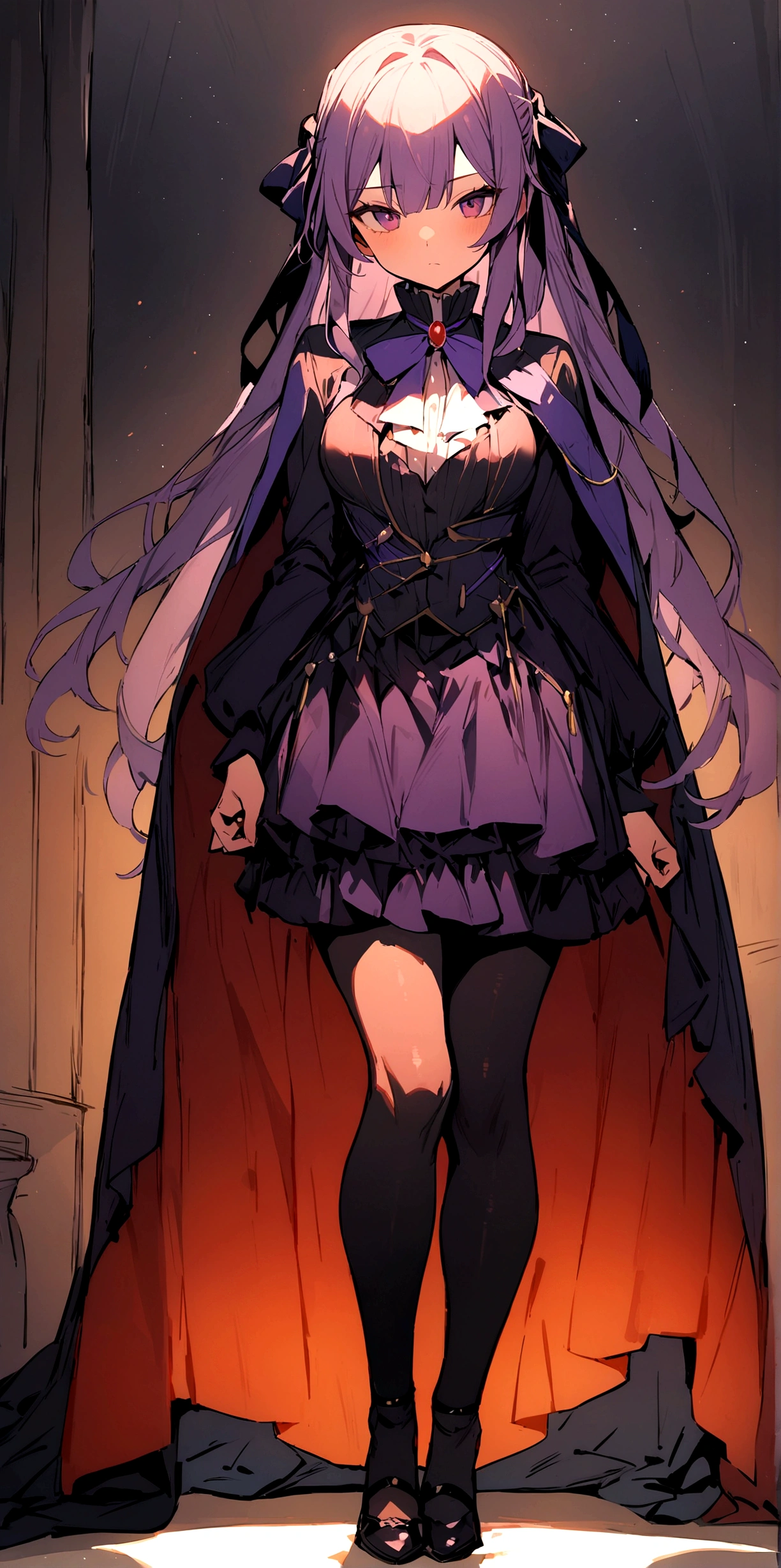 (masterpiece, best quality:1.2), 1girl, solo, ((Sonata)), vampire purple hair, full body
