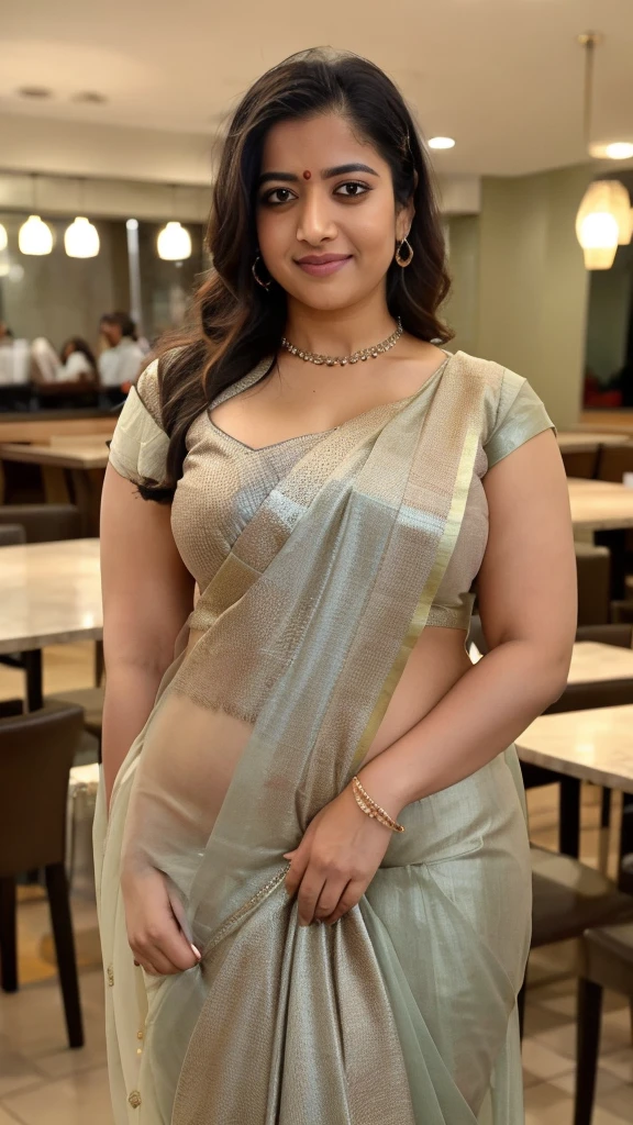 a woman round neck blouse and saree, heading in or out the door,,big cheeks, curvy, hourglass figure, swooping breasts, deep cleavage, open arms, sexy armpits,big penis, nipples, ass, necklace, angle face,round face, beautiful face,(cinematic:1.3),araffe woman in round neck blouse and saree standing in a restaurant, standing in a restaurant, round neck blouse and saree, round neck blouse and saree, casual pose, with a cool pose, wearing a round neck blouse and saree, stylish pose, wearing elegant casual clothes, wearing a round neck blouse and saree, full body cute young lady, wearing a round neck blouse and saree, wearing an elegant outfit