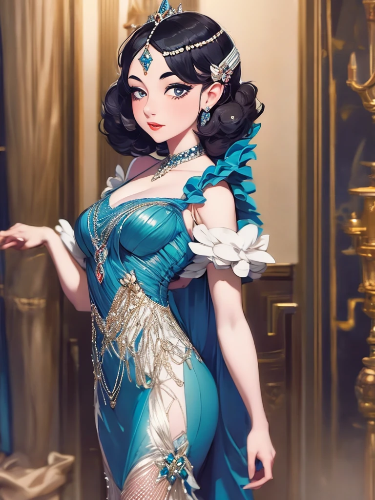 araffe woman in a flapper dress , a portrait inspired by Harrison Fisher, trending on cg society, art deco, 1920s vibes, wearing 1 9 2 0 s cloth hair, 1 9 2 0 s cloth style, 1 9 2 0 s style, 1920s style, wearing 1 9 2 0 s fashion