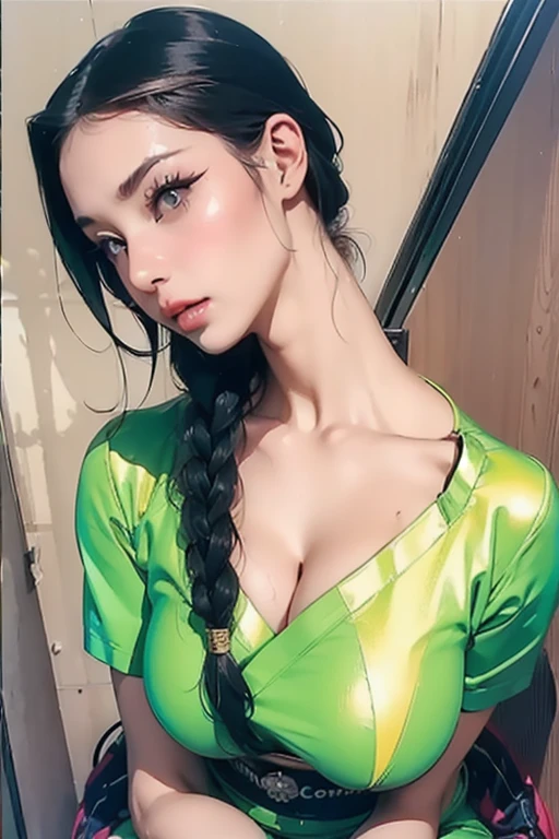 (((Full and soft breasts,)))(((Huge breasts))) (((Cleavage))) (Perfect curvy figure)((vulgar)),portrait, The most beautiful women in Japan, (Sex addict, prisoner),Ear of corn,content
