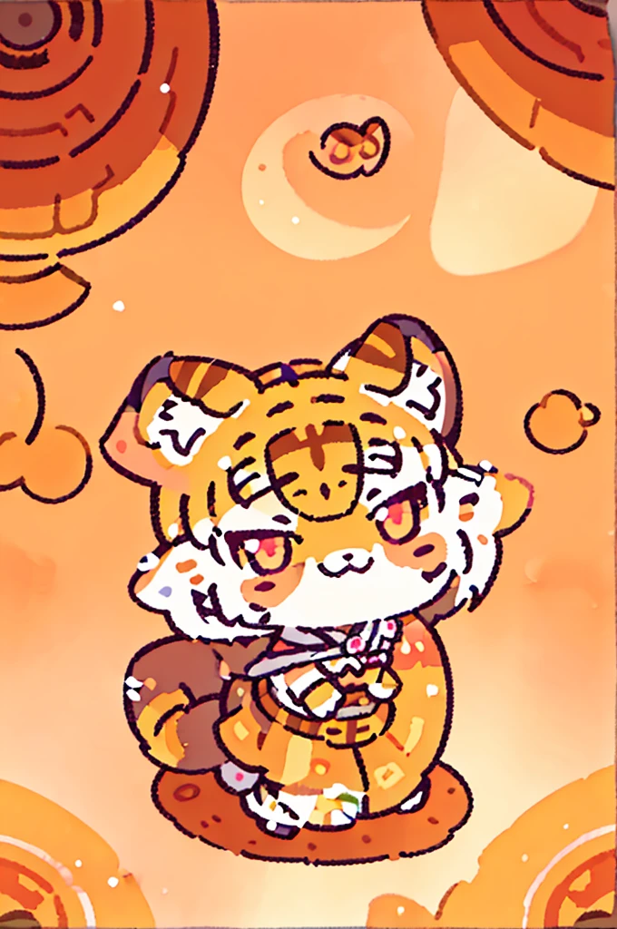wince, solid circle eyes, fake animal ears, light smile, Surrealism, drop shadow, anaglyph, stereogram, tachi-e, pov, atmospheric perspective, 8k, super detail, ccurate, best quality,Tiger Tooth,Tiger Tail,ancient China's splendor,Etched Relief