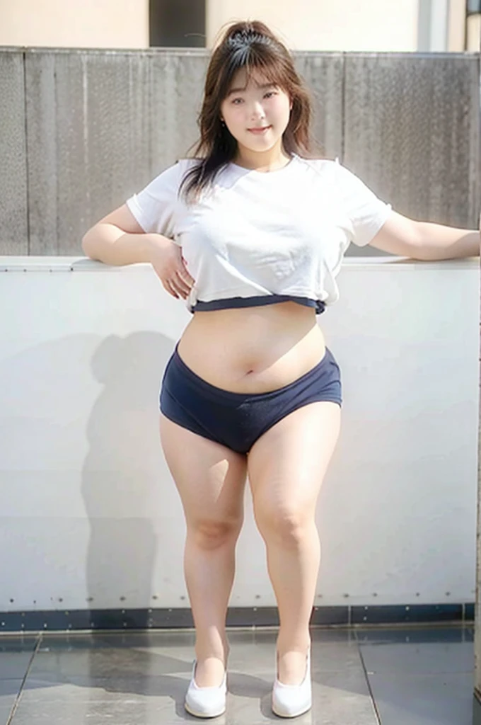 (indigo buruma:1.1), white t-shirts,
shirt lift, 1girl pulls up her shirt and shows her nipples,
(no navel:1.3), (full body portrait:1.2), masterpiece, (in focus:1.1), ultra high res, 8k, RAW photo, best quality, detailed shadow, amazing, finely detail, (Volumetric lighting:1.4), realistic,
BREAK 1 girl, no navel, show off nipples,
(shy smile:1.2), teeth,
(blush:1.2),
(huge breasts:1.1),
(gigantic breasts:1.1),
(huge hyper breasts:1.1),
(huge soft belly:1.1),
(curvy:1.1),
(potbelly:1.1),
(Overweight:1.1),
(tremendously obese:1.1),
(plump:1.1),
(chubby:1.1),
(bbw:1.1),
(gigantic belly:1.1),
(thick legs:1.1),
(thick arms:1.2),
(legs covered by fat rolls:1.0),
(round face:1.2), (chubby cheeks:1.2),
Japanese idol,
(cute:1.2),
(kawaii:1.2),
(pretty:1.1),
(sexy:1.1),
(voluptuous:1.1),
(erotic:1.1),
seiko matsuda hair,
