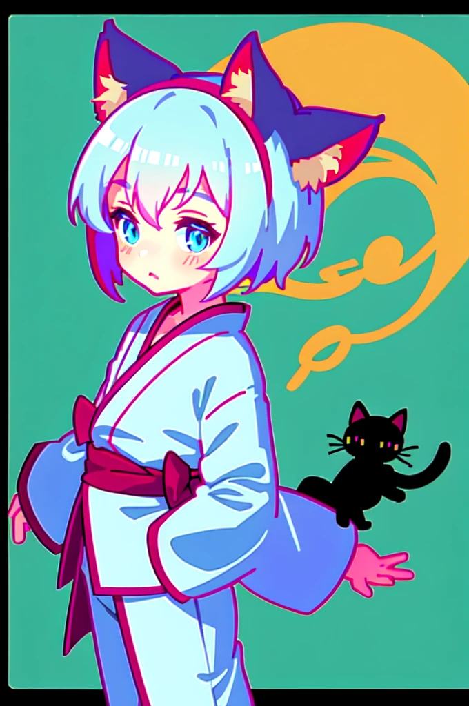 Cat ears boy, cute, beautiful eyes, Japanese anime style