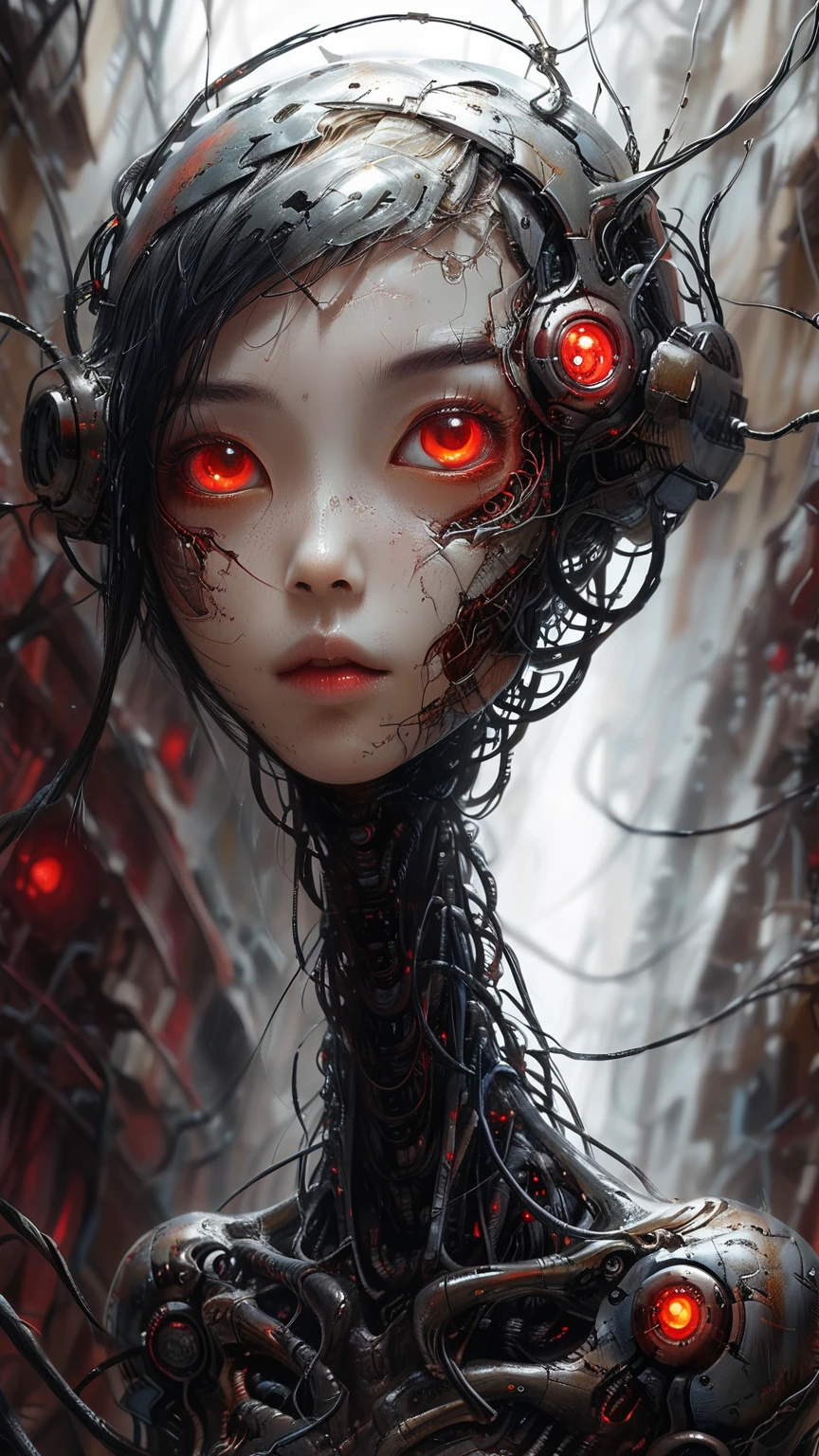 Made by an advanced civilization、With technology that humans cannot even imagine,、Like a humanoid machine、An organic body、It looks both beautiful and terrifying、It shines faintly like veins running.、Artificial Life Forms