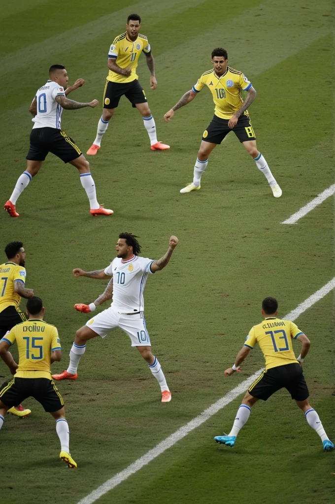 Shows Colombia and Uruguay the teams in a pitched battle where Colombia emerges as champion in this semifinal